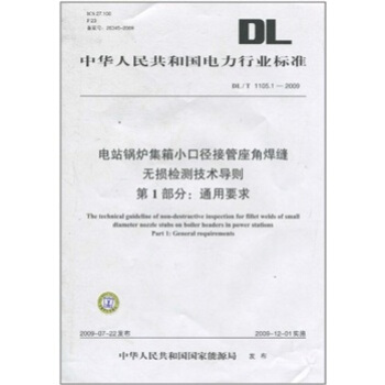 电站锅炉集箱小口径接管座角焊缝无损检测技术导则(DL/T 1105.1·2009·第1部分):通用要求