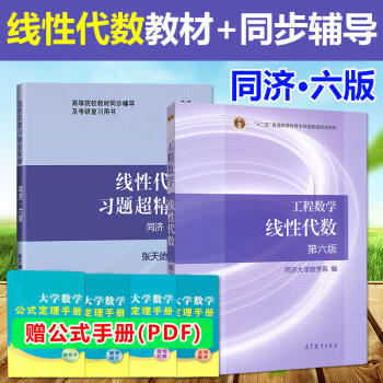 工程數學綫性代數同濟第六版教材+輔導及習題精解 全套2本綫代同濟六版綫性代數 第六版教材