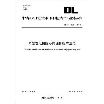 DL/T 1309-2013 大型發電機組涉網保護技術規範