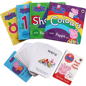 小猪佩奇Peppa Pig Colours Shapes 4册纸板 flash cards