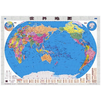 2018世界地图 世界政区图 中文版 1.05米*0.75米 折叠地图有折痕