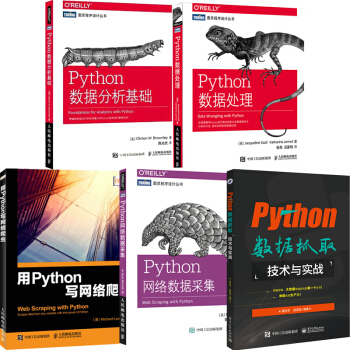 共5本 python数据分析基础+数据处理+网络数据采集+数据抓取技术与实战+网络爬虫 pdf epub mobi 电子书 下载