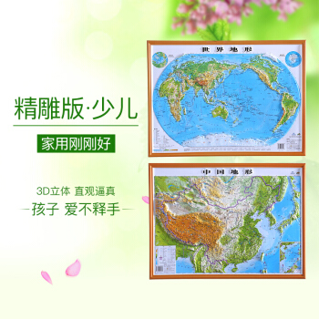 【精雕版·少兒】中國地圖+世界地圖 54*37cm4開3D立體地形圖 凹凸地理兒童禮物 pdf epub mobi 電子書 下載