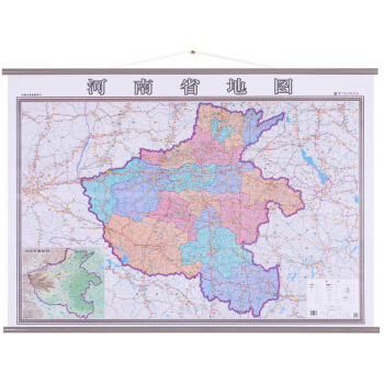 2018新 河南省地圖掛圖 1.4*1m 政區交通地形地貌 掛杆掛繩防水高清 詳細到鄉鎮交通旅遊路綫