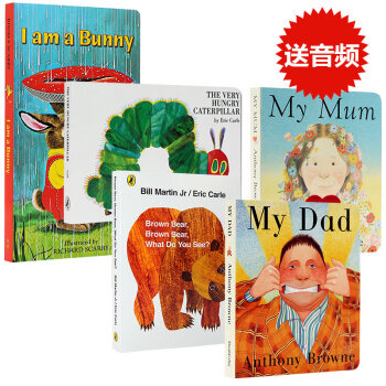 英文原版绘本Brown Bear棕熊+好饿的毛毛虫+I am a bunny 5册纸板书 pdf epub mobi 电子书 下载