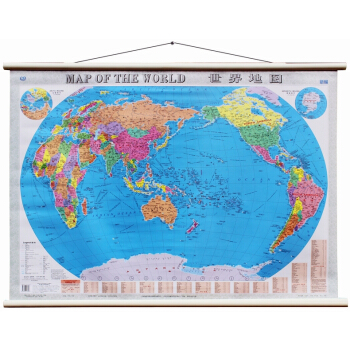 2016世界地圖掛圖中英文對照 防水覆膜 精裝掛繩版 1.1米X0.8米規格
