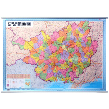 廣西地圖掛圖 廣西政區圖 覆膜掛杆 帶公路裏程 1.1米*0.8米 按縣區分顔色 pdf epub mobi 電子書 下載
