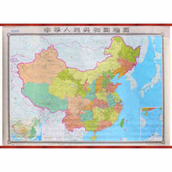 2018精装中国地图挂图 1.8x1.3米 仿红木挂杆 整张挂图无拼接 粘挂一体更牢固