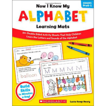 Now I Know My Alphabet Learning Mats， Grades PreK-1 英文原版 [平装] [4-6 岁] [现在我知道系列：我的字母学习册] pdf epub mobi 电子书 下载