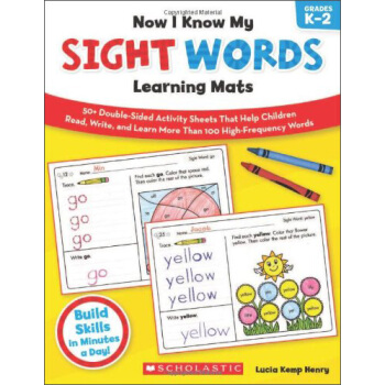 Now I Know My Sight Words Learning Mats， Grades K-2 英文原版 [平装] [5-7岁] [现在我知道系列：英语常见词] pdf epub mobi 电子书 下载