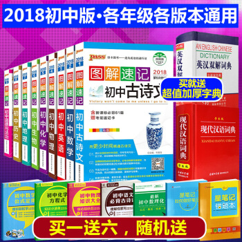 現貨2018pass綠卡圖解速記初中全套語文數學英語物理化學生物地理曆史政治知識重點大全集 pdf epub mobi 電子書 下載