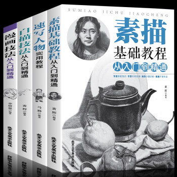 四冊 素描基礎教程從入門到精通+速寫人物實用教程+白描技法+漫畫技法 畫畫套裝成人素描書