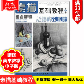 【夠33】正版現貨素描基礎教程從結構到明暗組閤靜物第3冊 範素描自學入門基礎教程教材零基礎