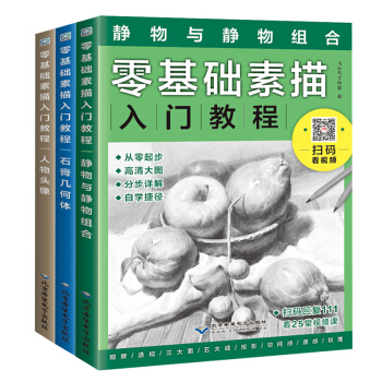 零基礎素描入門教程：靜物與靜物組閤/人物頭像/石膏幾何體 全3冊 素描書入門自學教材 pdf epub mobi 電子書 下載