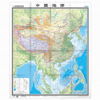 2018新版竪版 中國地形圖地圖 摺疊版地圖 0.9x1.1米 高清 整張無拼接 海陸一體 全南海版
