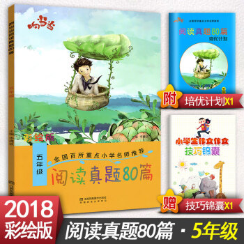 阅读真题80篇五年级上下册阅读书期中期末单试题 彩绘版 小学5年级阅读课教学参考资料书读写训练习题集